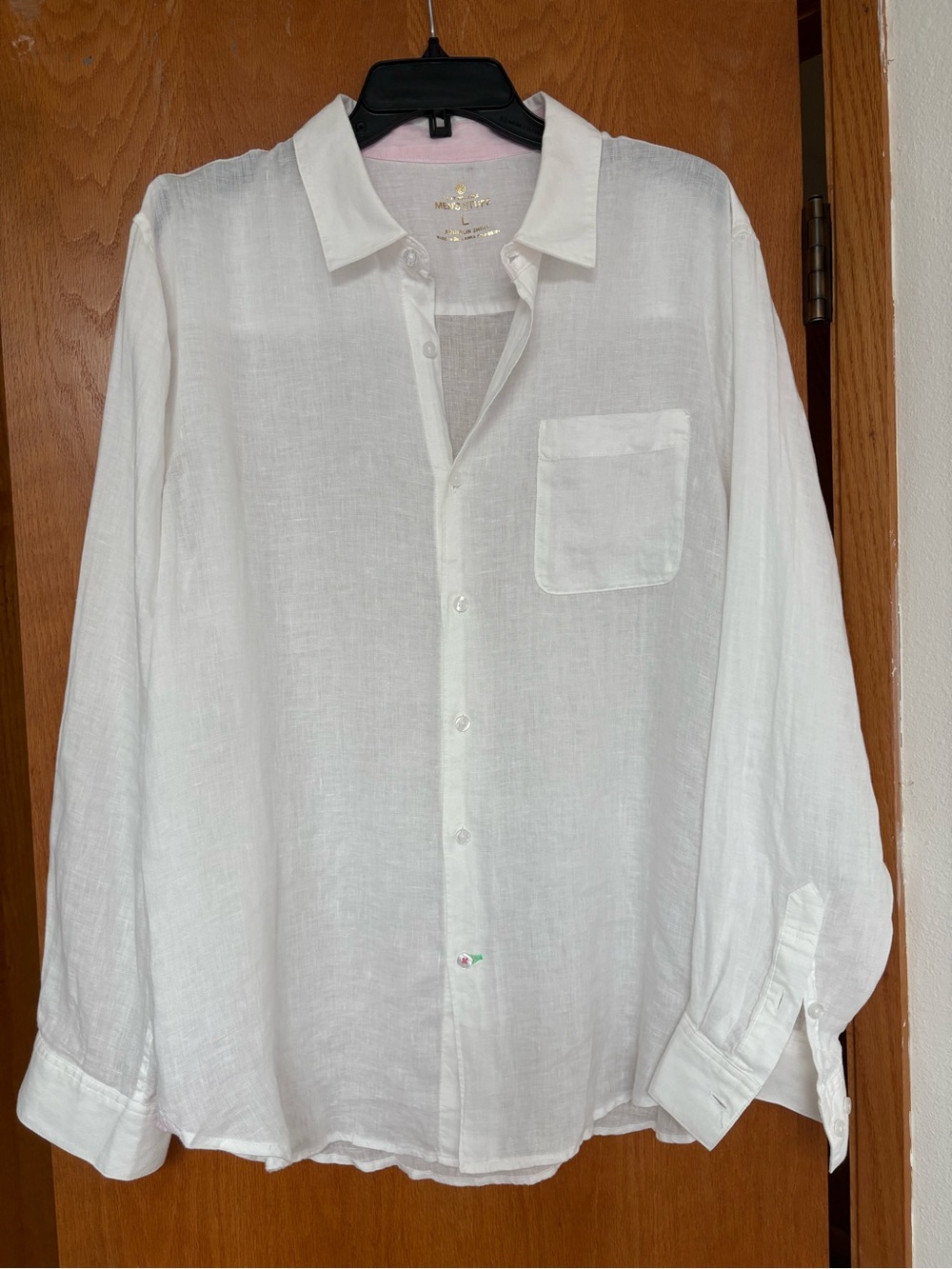 EUC Lilly Pulitzer men’s Addison white linen shirt Large